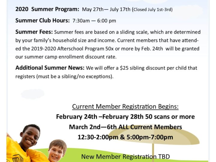 2020 Summer Camp Registration